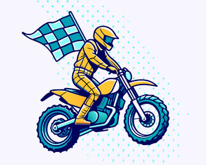 Obraz premium motor cross and flag start