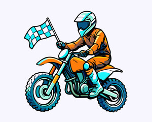 Obraz premium motor cross and flag start