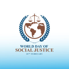 Editable design of World Social Justice Day to promote social justice, including efforts to address issues such as poverty, and gender equality. International Justice Day. Vector illustration