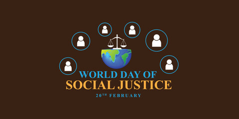 Editable design of World Social Justice Day to promote social justice, including efforts to address issues such as poverty, and gender equality. International Justice Day. Vector illustration