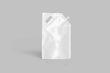 White Blank Doy Pack, Doypack Foil Food Or Drink Bag Packaging With Corner Spout Lid. Illustration Isolated On White Background