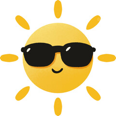 The sun is wearing sunglasses on summer hot