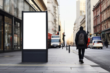 Advertising billboard with empty display mockup for custom ad design on city street - 724517610