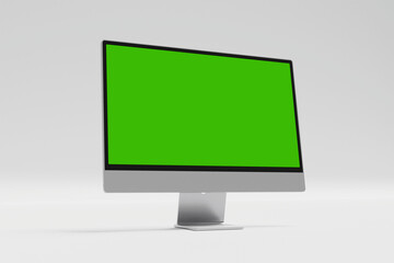 Computer display with green white screen 3d
