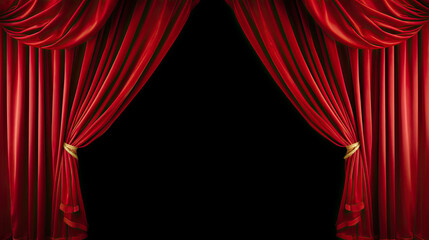 Transparent Dramatic Unveiling: Theater or Cinema Opening the Curtain - Captivating Stock Image for Sale. black background	
