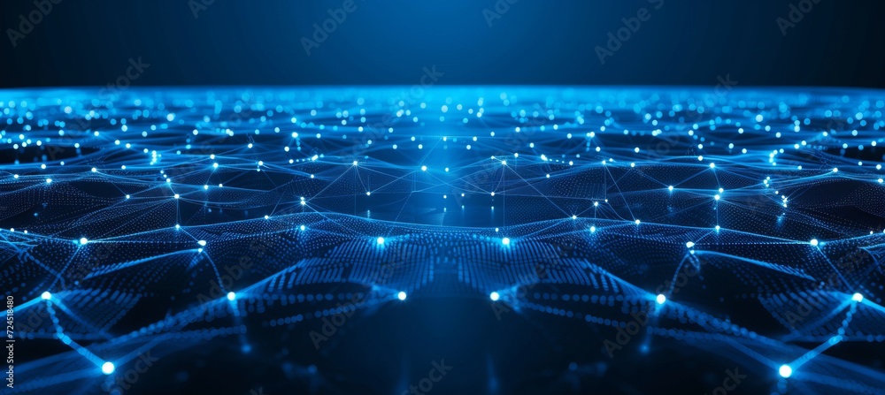 Poster connected points internet of things and machine learning background with blurred copy space