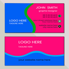 Modern and simple business card design with yellow and dark bule and orange  color
