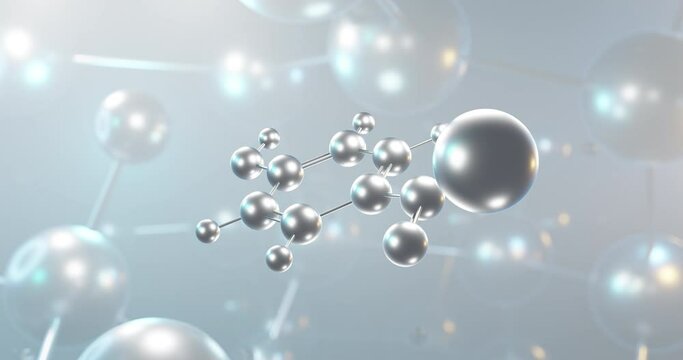 Sodium methylparaben rotating 3d molecule, molecular structure of preservative e219, seamless video