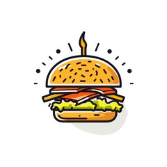Cartoon Cheeseburger with Dynamic Splashes