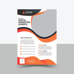 

Corporate business flyer template design layout space for photo background, vector illustration template Orange and black color
 