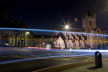 Fototapeta na wymiar Christ Church Cathedral in Dublin by night