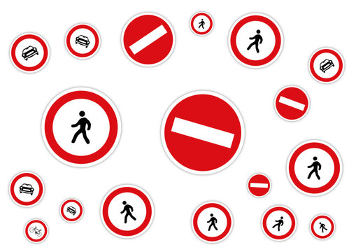 Fond interdit panneau signalisation barr&eacute; non pieton voiture velo