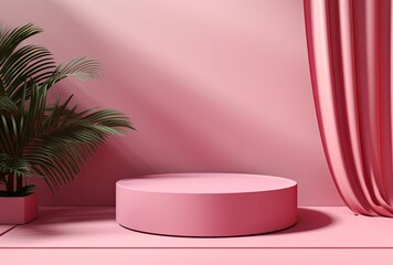 Pink podium background in luxury style.