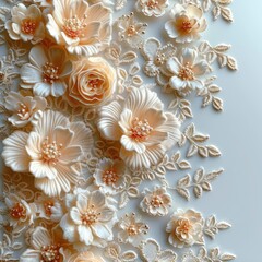 Close Shot Beige Color Flora Lace On White Background, Illustrations Images