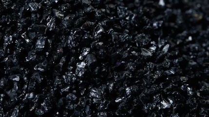 Foto op Plexiglas Macro close up of Silicon Carbide black sand size. Fine particle silicon carbide pile up, White background Isolated, particle element object © Jade