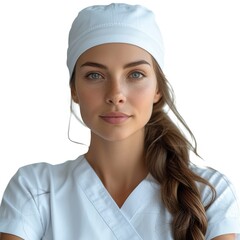 Close Young Stylish Nurse White Medical On White Background, Illustrations Images