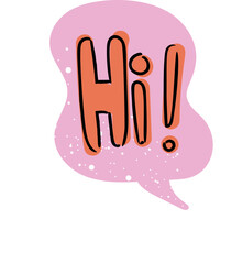 Cute Hi! Text  speech bubble element vector