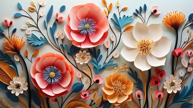 Flowers wall background. Colorful flowers for banner. flower pattern. Floral wallpaper.