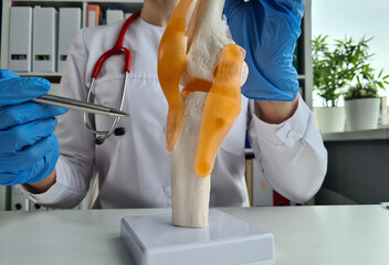 Experienced Doctor in Blue Gloves Performing a Medical Procedure in a Hospital Setting