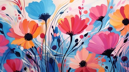 Fototapeta na wymiar Flowers wall background. Colorful flowers for banner. flower pattern. Floral wallpaper.