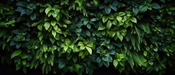 Outdoor-Kissen Wall covered in green leafs. Green plant wall. Foliage pattern for background. © Danyilo