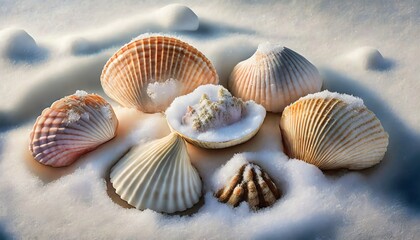 seashells in the snow