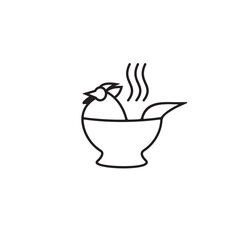 Outline chicken bowl restaurant vector logo design