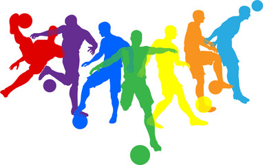 Soccer Football Players Men Silhouettes Concept