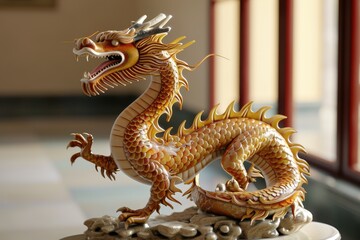 Fototapeta premium Traditional 3d chinese dragon illustration. 3d character dragon bright colors Banner chinese dragon 2024. New Year of the Dragon 2024