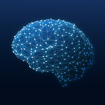 brain  low polygon Artificial intelligence concept 3d illustration on dark background