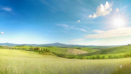 beautiful tuscan landscape in italy on a sunny day at summer