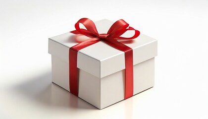 Obraz na płótnie Canvas white gift box with red ribbon