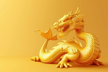 Obraz premium Traditional 3d chinese dragon illustration. 3d character dragon bright colors Banner chinese dragon 2024. New Year of the Dragon 2024