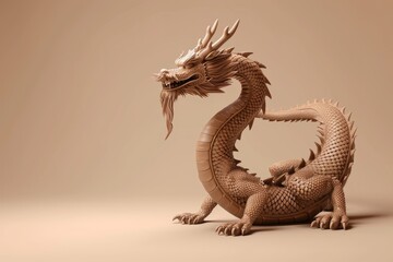 Naklejka premium Traditional 3d chinese dragon illustration. 3d character dragon bright colors Banner chinese dragon 2024. New Year of the Dragon 2024