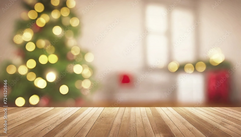 Sticker empty defocuded christmas room background with copy space