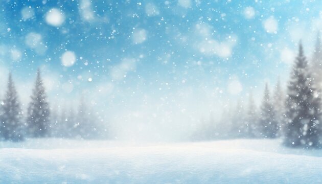 empty snowy winter christmas background with copy space