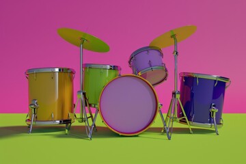 Obraz na płótnie Canvas Realistic 3D drum kit rendering generative by ai