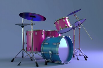 Obraz na płótnie Canvas Realistic 3D drum kit rendering generative by ai