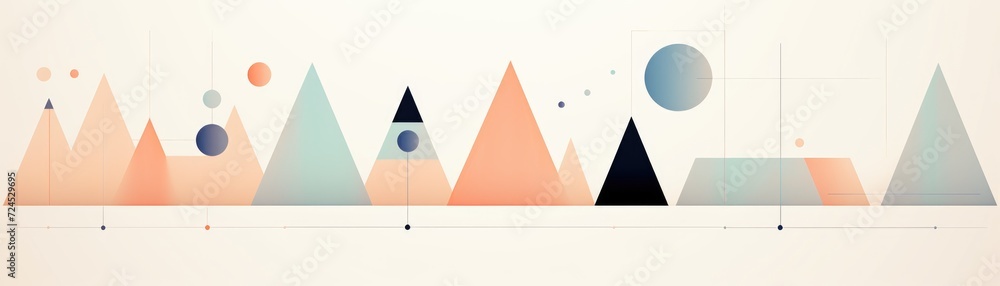 Poster banner of graphic design with simple geometric shapes. generative ai