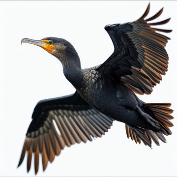 recommend clip art: Doublecrested Cormorant Nannopterum Auritum On White Background, Illustrations Images