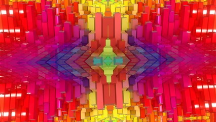 farbenfrohe symetrische Geometrie - farbige Quader, Fraktale, Perspektive, Flächen, Formen, Winkel, Körper, Symmetrie, Rendering  © Digital GFX
