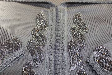 Moroccan Djellaba Embroidery Details. women clothing.