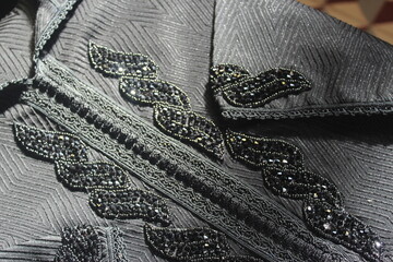 Moroccan Djellaba Embroidery Details. women clothing.