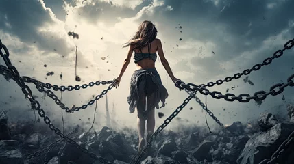 Foto op Plexiglas Freedom concept. Woman broken chains ©  Mohammad Xte