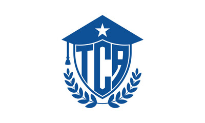 TCA three letter iconic academic logo design vector template. monogram, abstract, school, college, university, graduation cap symbol logo, shield, model, institute, educational, coaching canter, tech