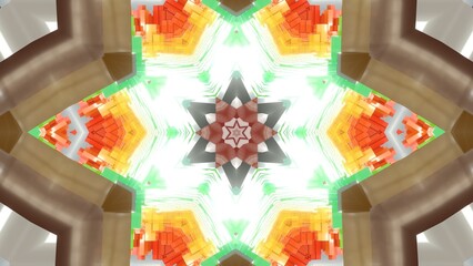 farbenfrohe symetrische Geometrie - farbige Quader, Fraktale, Perspektive, Flächen, Formen, Winkel, Körper, Symmetrie, Rendering © Digital GFX