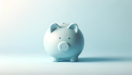  piggy bank in a soft pastel environment blue color - obrazy, fototapety, plakaty