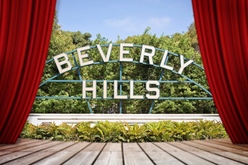 The Beverly Hills sign at Beverly Gardens Park - Los Angeles - California - Concept image