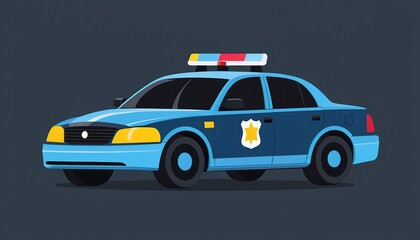 Police Car Icon: A Graphic Design in Modern Flat Style Vector