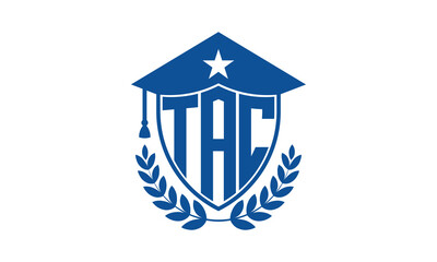 TAC three letter iconic academic logo design vector template. monogram, abstract, school, college, university, graduation cap symbol logo, shield, model, institute, educational, coaching canter, tech